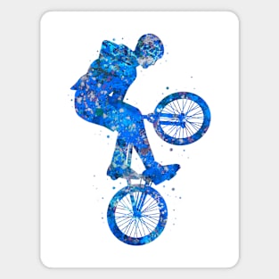 Bmx bike watercolor blue Magnet